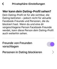Facebook-Dating privacy settings
